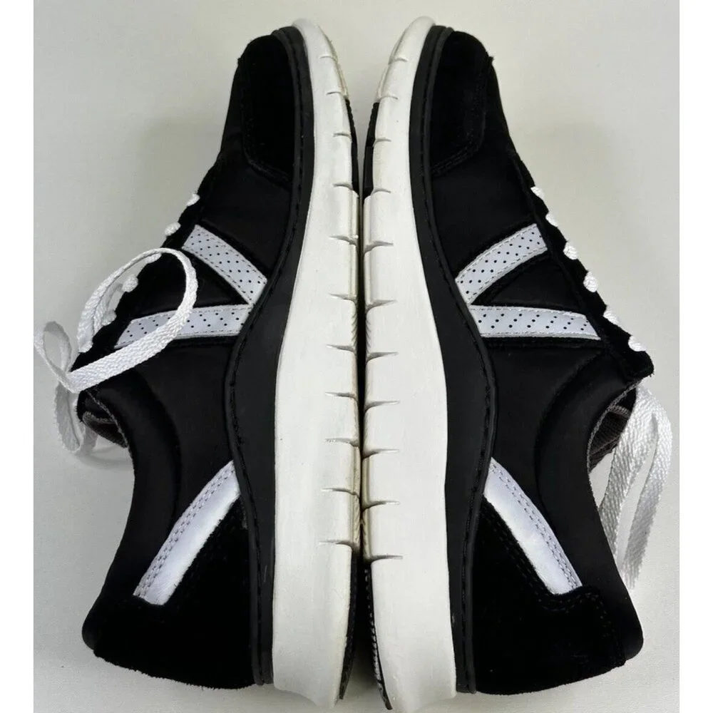 Vionic Nana Walking Shoes Sneakers Women’s 6 Black White Satin Suede Lace up - Picture 4 of 10